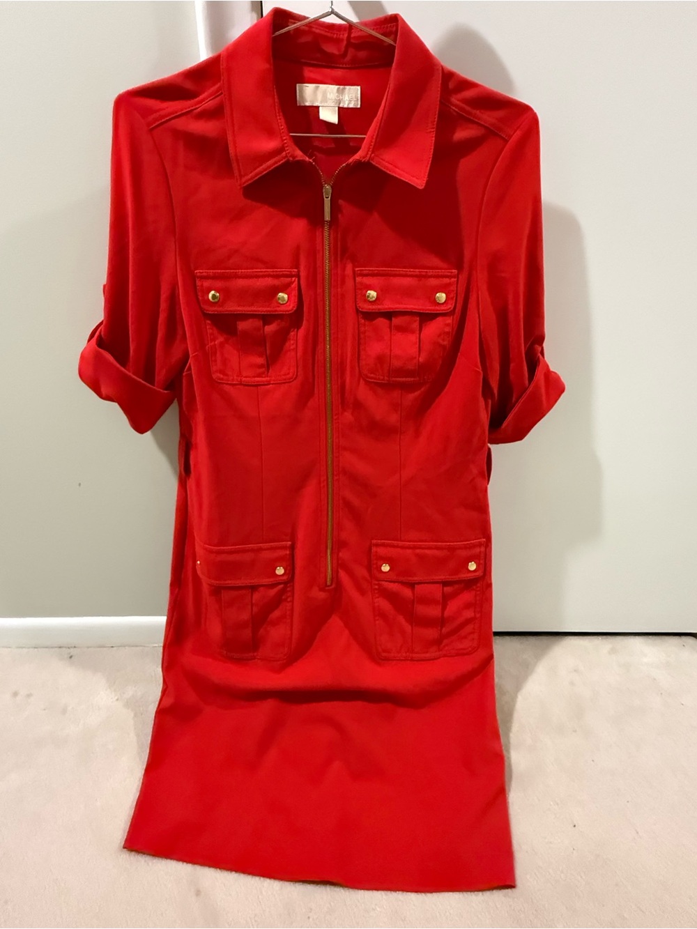 Michael Michael Kors Bright Red Dress with Gold Detail